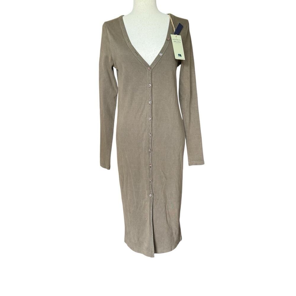 The Normal Brand Olive Two-Way Button Down Cardigan Dress Size S NWT